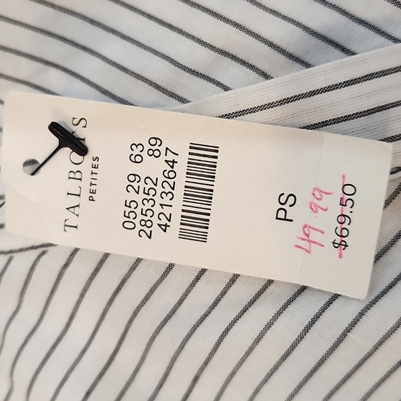 NWT Talbots Striped Ruffled Neck Roll Up Sleeve Button Up Shirt Size PS - Picture 10 of 10